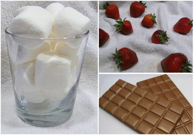 The ingredients for chocolate strawberries