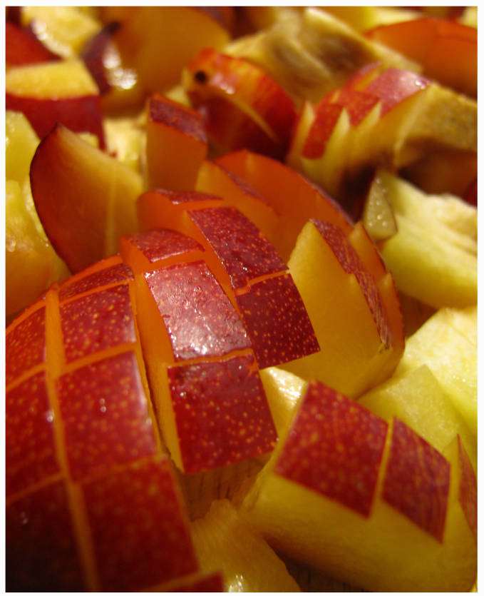 Chopped up plums for danish filling