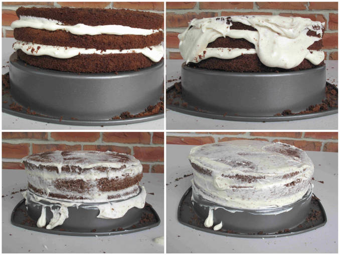 Crumb coating the chocolate cake