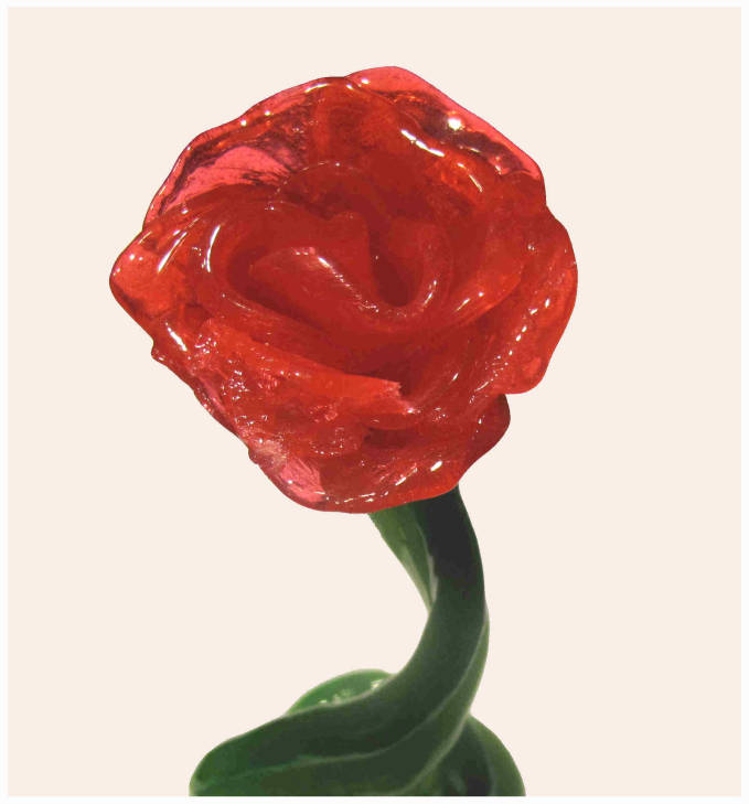 A rose and stem made out of pulled sugar