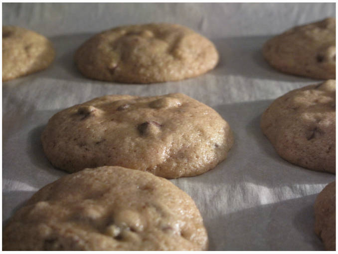Chocolate chip cookies baking