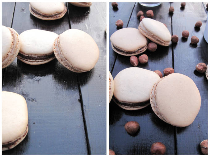 Chocolate and hazelnut french macarons