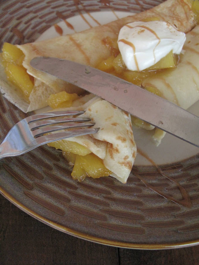 Crepes with a pineapple-ginger filling