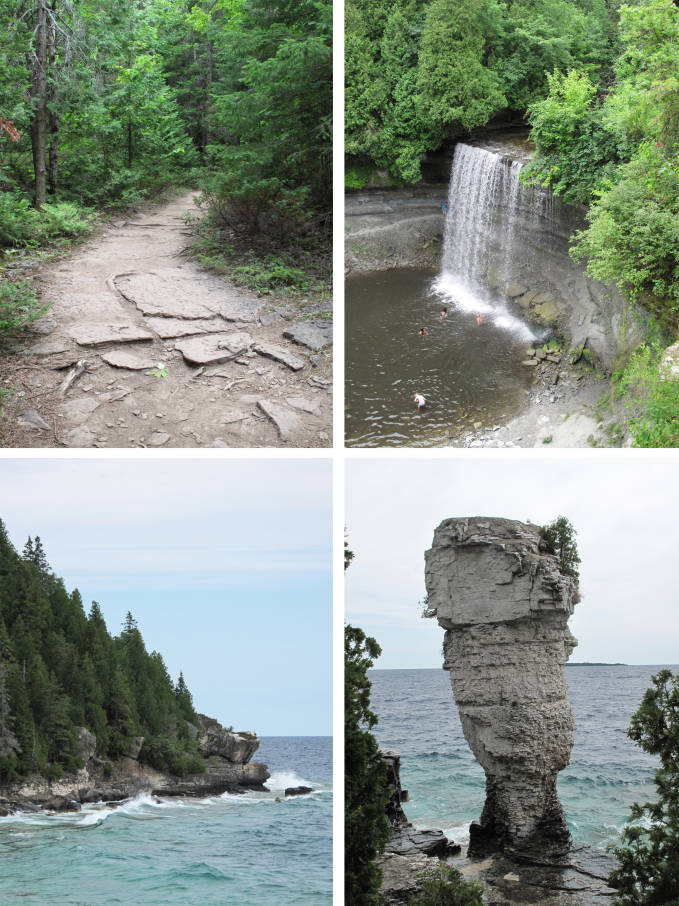 Bridal Veil Falls (top) and Flowerpot Island (bottom)