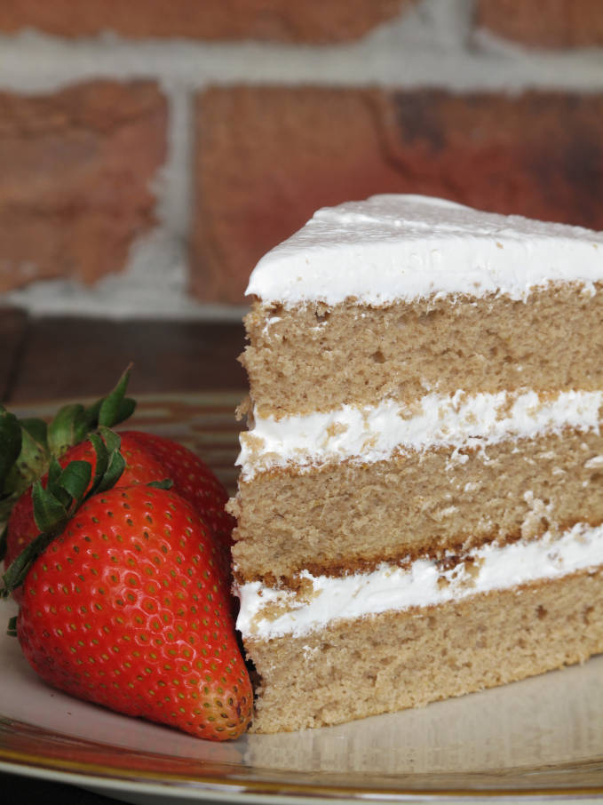 Earl Grey chiffon cake with maple meringue frosting