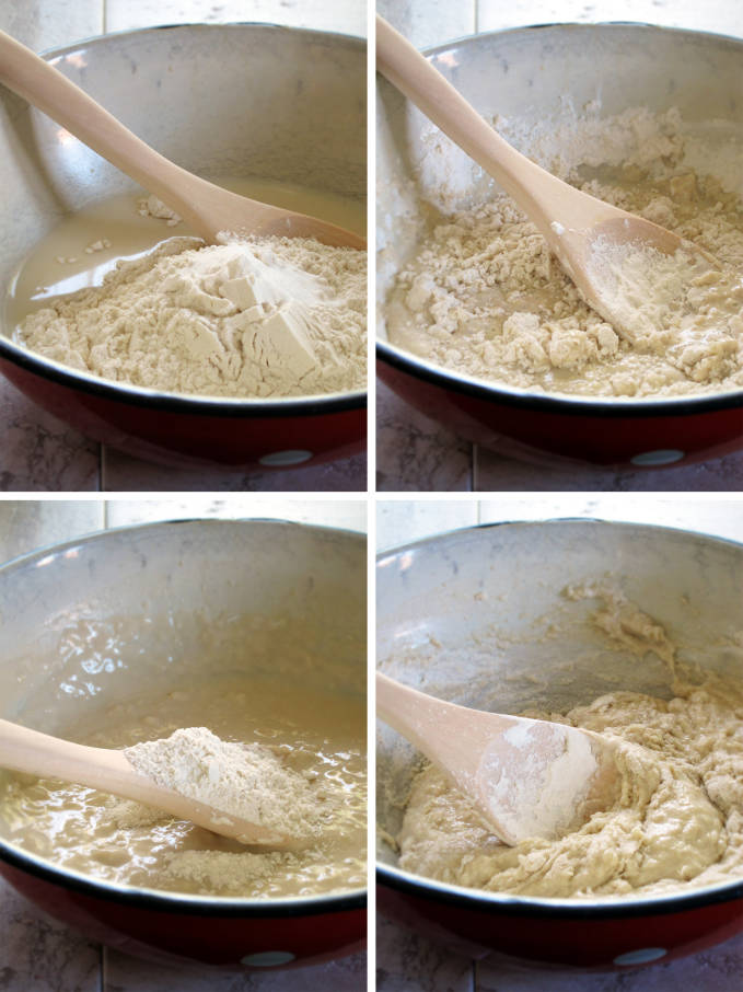 Mixing croissant dough