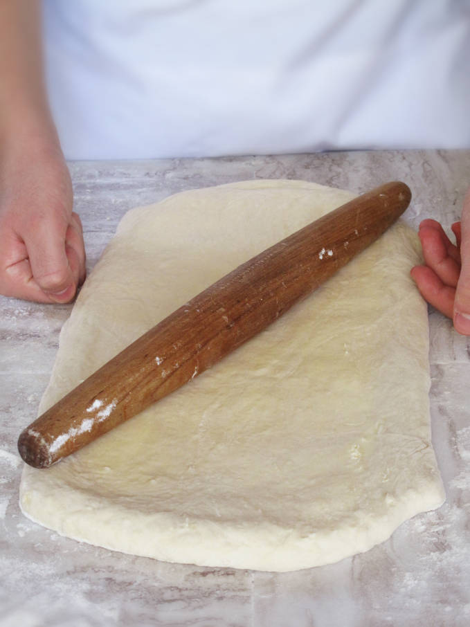 Rolled out croissant dough