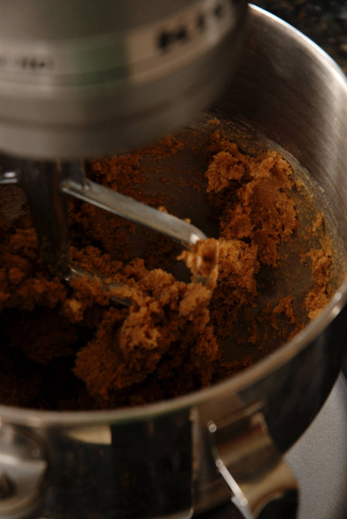 Creaming butter and brown sugar for gingerbread. Click for a full photo tutorial on how to make amazing gingerbread! Perfect for the holidays #christmas