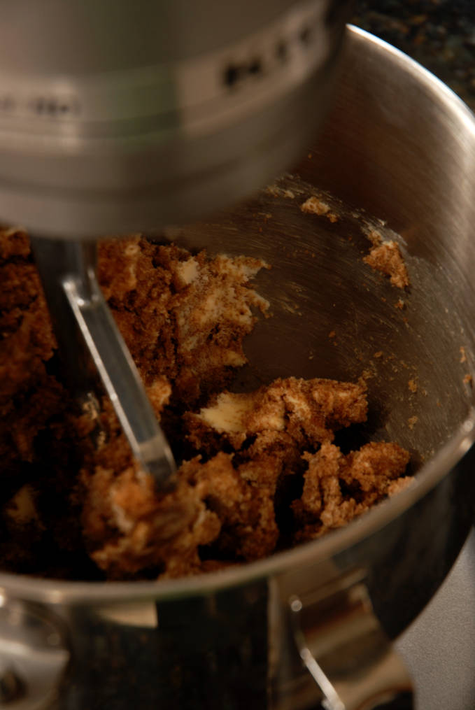 Creaming butter and brown sugar for gingerbread. Click for a full photo tutorial on how to make amazing gingerbread! Perfect for the holidays #christmas