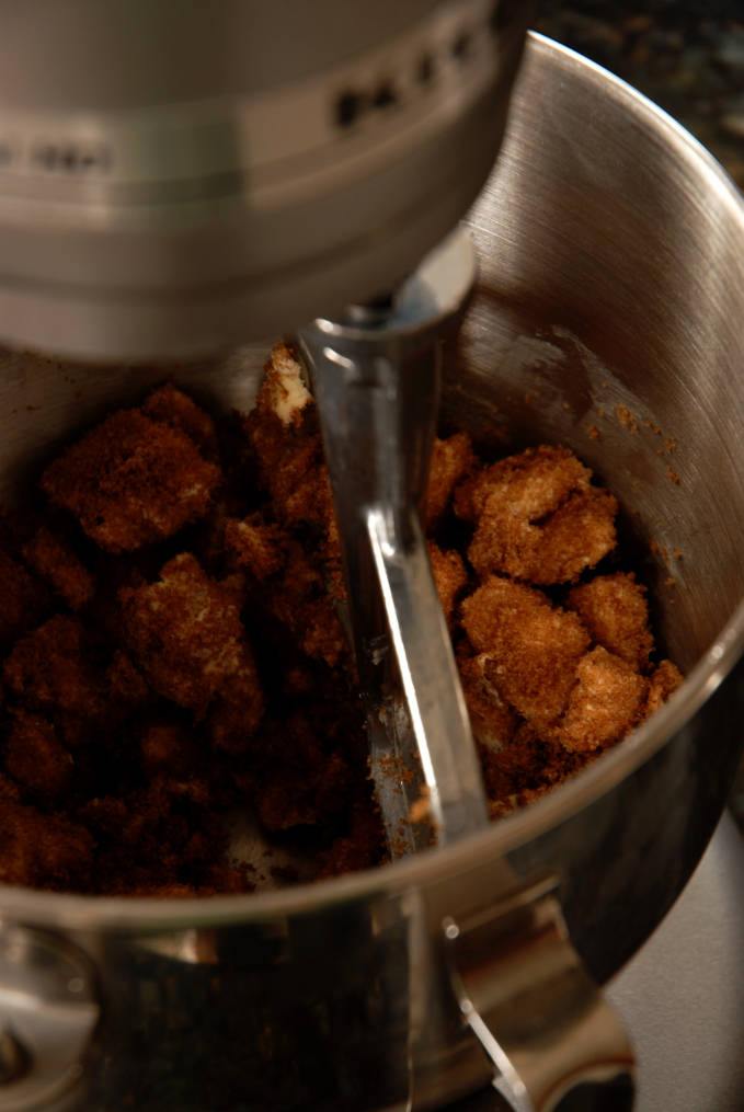 Creaming butter and brown sugar for gingerbread. Click for a full photo tutorial on how to make amazing gingerbread! Perfect for the holidays #christmas