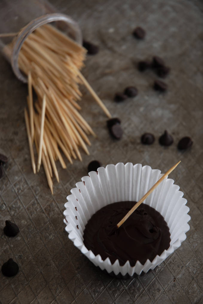 Homemade Reese's peanut butter cups before the chocolate hardens. Click for the recipe!