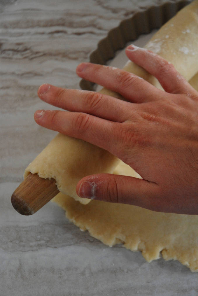 Transferring tart dough to pan--click to get instructions on how to make PERFECT PIE & TART DOUGH every time!