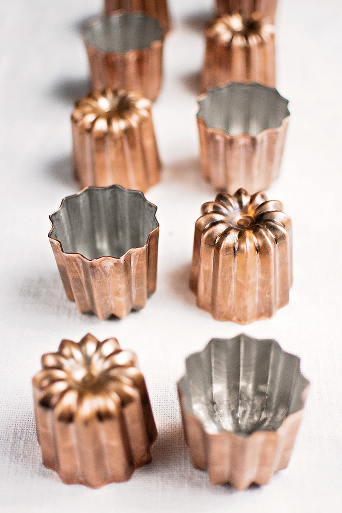 New, copper canelé (cannelé) moulds