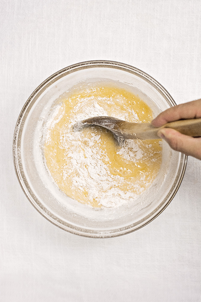 Mixing canelé batter