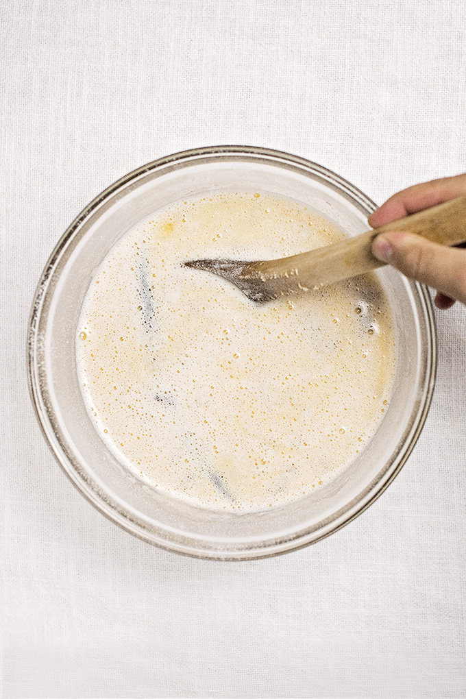 Mixing canelé batter