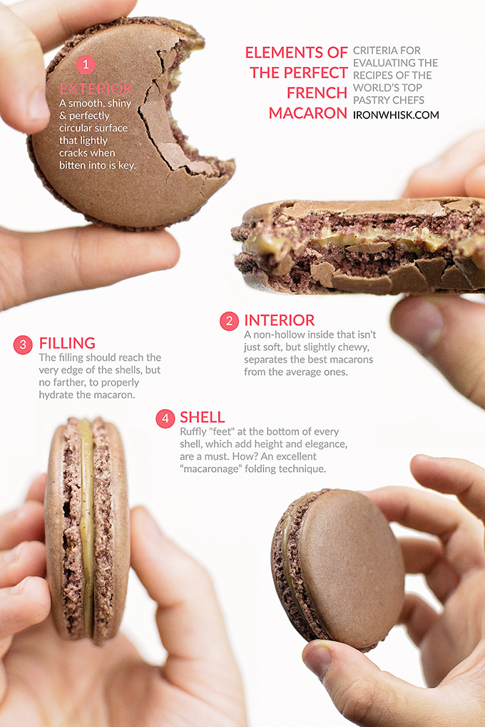 Elements of the perfect French macaron: exterior, interior, filling & shell